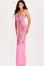 strapless fitted metallic pink dress 46258