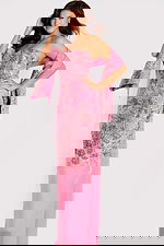 pink strapless fitted dress with matching pink shawl 46258