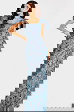 cap sleeves print dress 46273