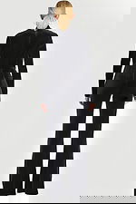 Back view of fitted long-sleeve black jumpsuit with high neckline 46282