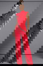 Sleeveless wide leg jumpsuit with fitted waist and clean open back