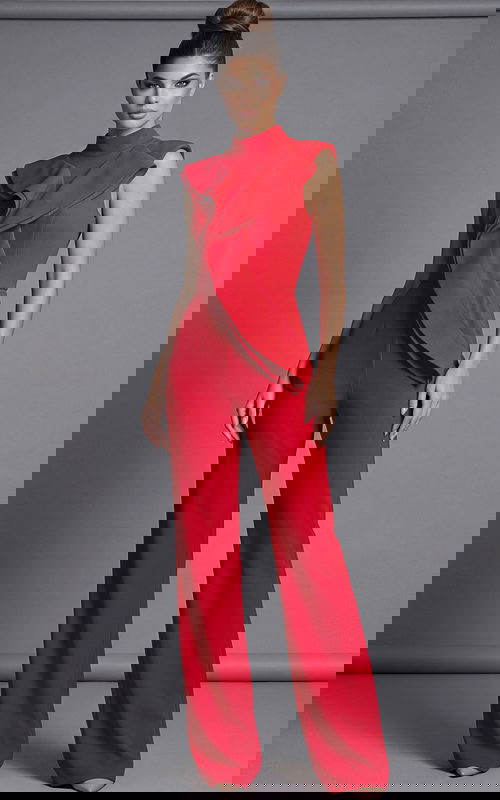 Sleeveless wide leg jumpsuit with fitted waist and clean open back