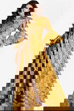 long sleeves yellow a line mob dress 46287