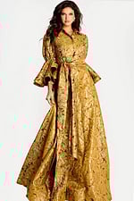 bell sleeves yellow print dress 46287