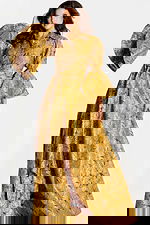 long sleeves yellow print mob gown 46287