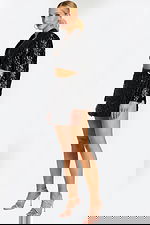 Glossy Black Skirt Set 46306