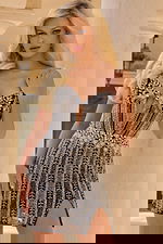 Beaded Mini Dress With Silver And Black Detailing