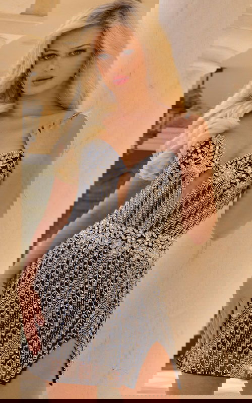 Beaded Mini Dress With Silver And Black Detailing