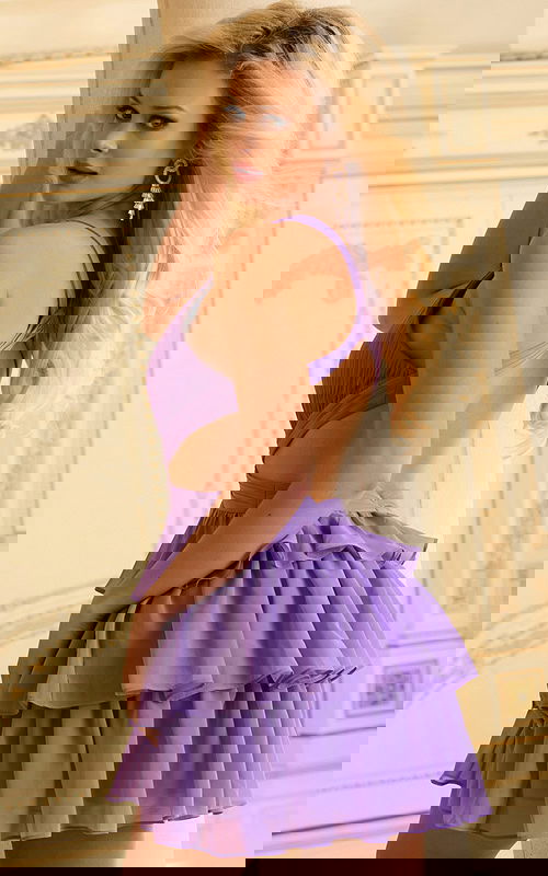 Layered Mini Dress With Pleated Bodice And Open Back