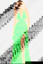 Open Back Layered Ruffle Dress