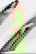 Chiffon Dress With Floral Detail and Slit