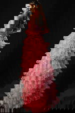 Layered organza dress with sweetheart neckline and back corset