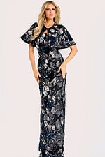 black and silver fitted mob dress with matching bolero jacket 46431