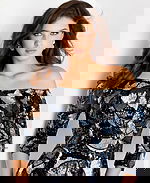 off the shoulder black and silver mob dress 46432