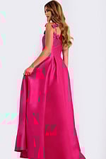 Elegant pink A-line prom dress with bow shoulder details