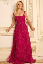 red long floral dress 46471