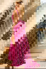 open back high slit dress with bow detail