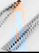 Strapless satin gown with side slit 46483