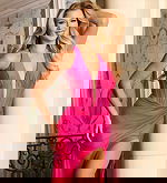 v neckline high slit prom dress 46489