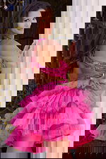 tiered skirt open back dress 46499