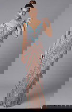 embellished v neckline fitted dress 46515