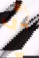 black fit and flare dress with bow detail in the back 46519