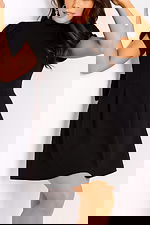 front of 46519 fit and flare short black dress