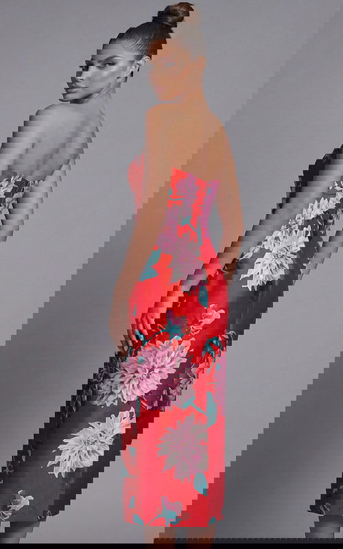 strapless floral fitted dress 46564