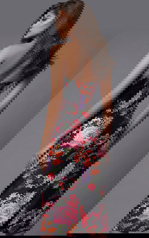 back of strapless floral midi dress 46565