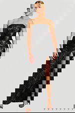 black floral fitted dress with high side slit 46579