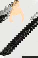 back view of the glossy embossed floral texture dress 46579