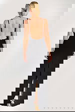 black backless dress with back slit 46589