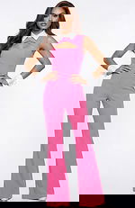 Sleeveless tailored jumpsuit with collar and front cutout detail