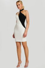 【新品未使用タグ付き】Two-Tone Balloon Mini Dress Two Tone Mini Dress with Halter Neckline 46593 | Jovani