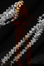 Shimmering gold floral sequin jumpsuit with fitted silhouette