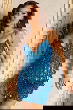 blue tear drop fitted dress 46647