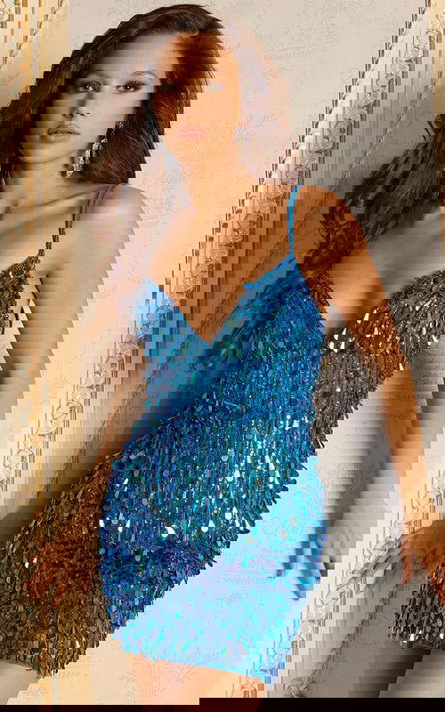 blue tear drop fitted dress 46647