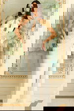 white slit halter neck dress 46670