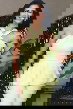 halter neckline yellow contemporary two piece set 46671