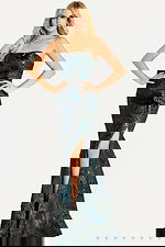 green metallic strapless dress 46672