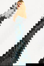 green mermaid dress with high side slit 46672