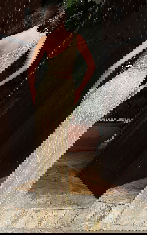 one shoulder embellished sheer dress 46706