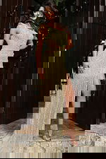 nude and yellow one shoulder embellished dress 46706