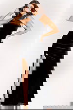 halter neckline high slit dress 46767