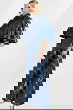 angle view of wide leg jumpsuit with cape