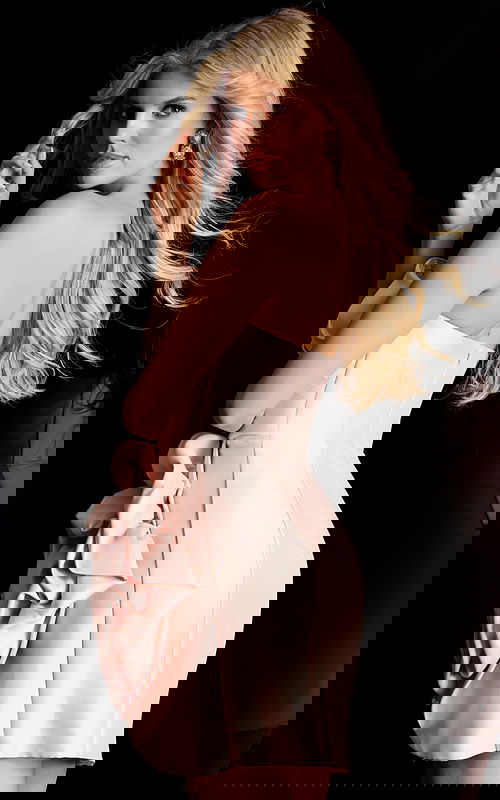 Strapless satin mini dress with oversized floral appliqué detail