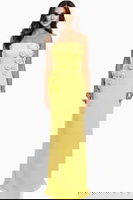 Strapless column gown with 3D floral appliqués 46884