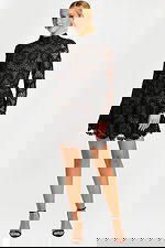 front view of black lace dress 46900