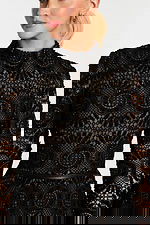 high neck long sleeve short dress 46900