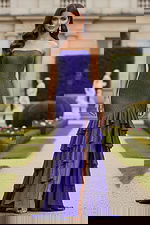 strapless high slit dress with tiered skirt 46909